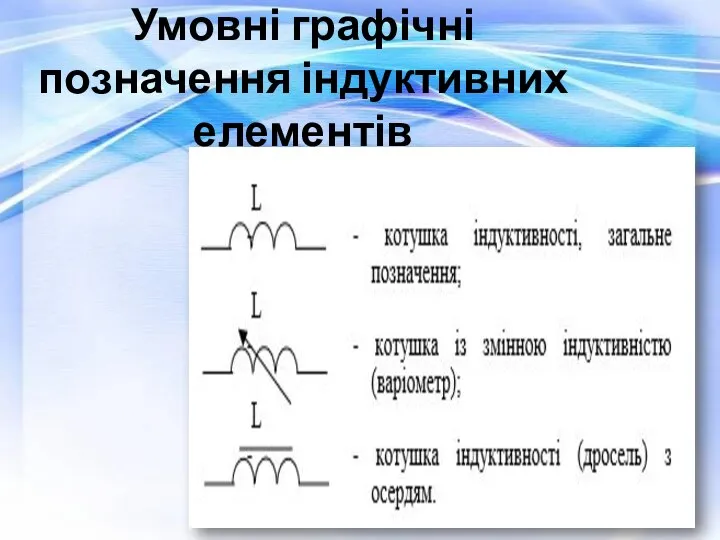 Умовні графічні позначення індуктивних елементів