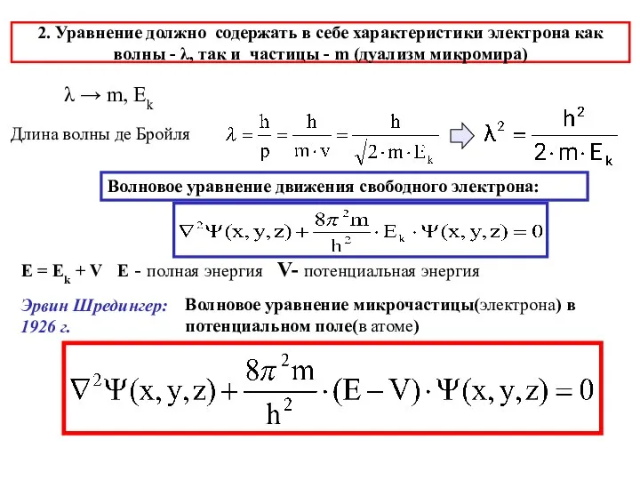 λ → m, Ek E = Ek + V E -