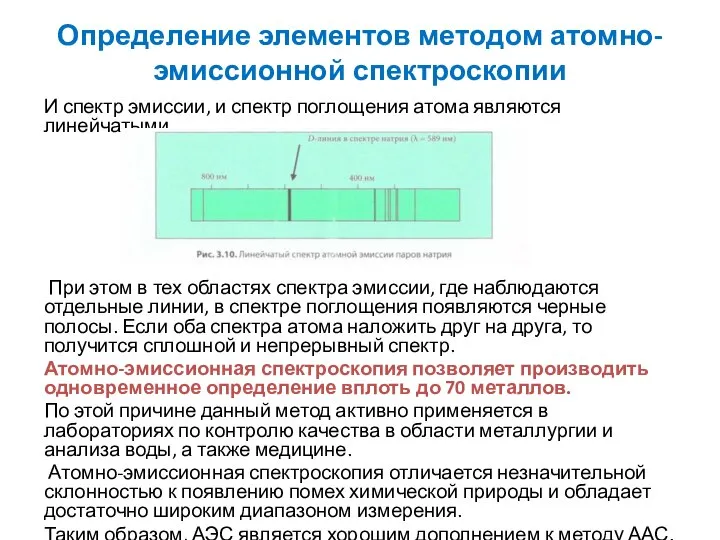 Определение элементов методом атомно-эмиссионной спектроскопии И спектр эмиссии, и спектр поглощения