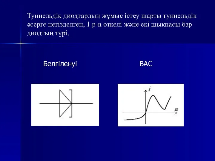 Туннельдік диодтардың жұмыс істеу шарты туннельдік әсерге негізделген, 1 p-n өткелі