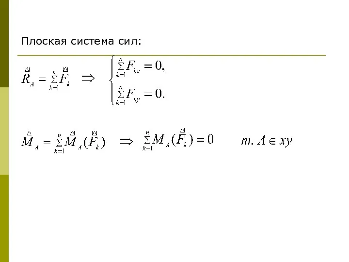 Плоская система сил: