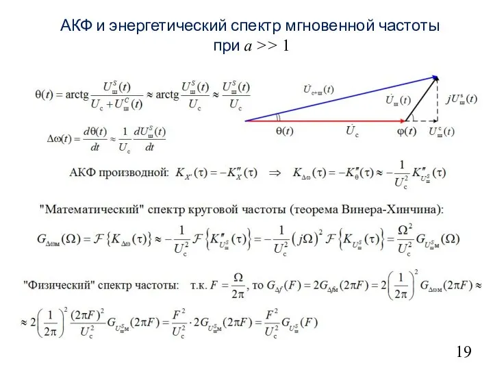 АКФ и энергетический спектр мгновенной частоты при a >> 1 19