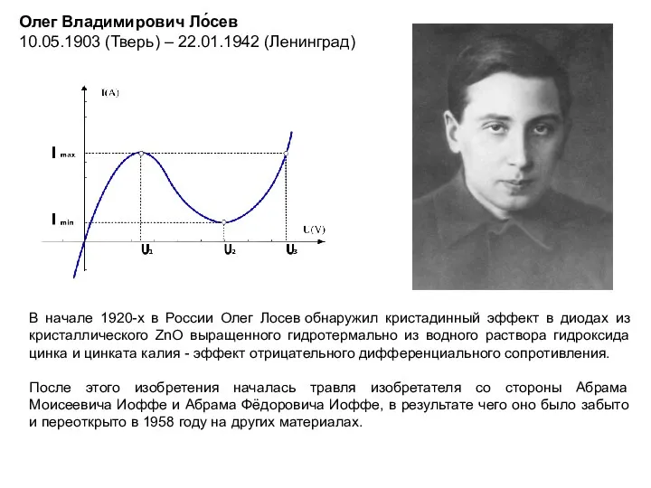 В начале 1920-х в России Олег Лосев обнаружил кристадинный эффект в