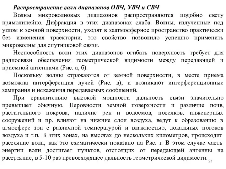 * Распространение волн диапазонов ОВЧ, УВЧ и СВЧ Волны микроволновых диапазонов