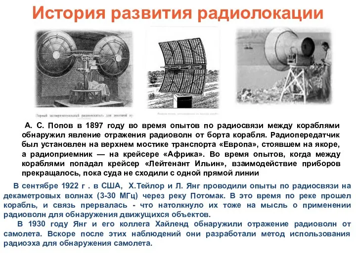 В сентябре 1922 г . в США, Х.Тейлор и Л. Янг