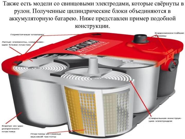 Также есть модели со свинцовыми электродами, которые свёрнуты в рулон. Полученные