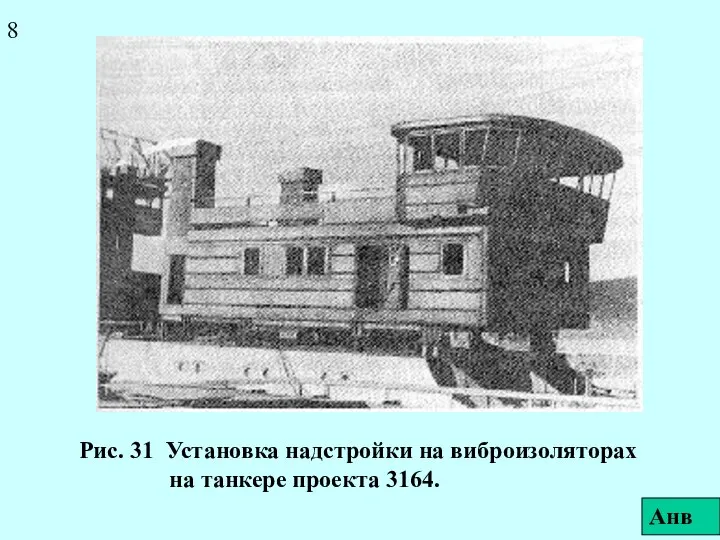 Рис. 31 Установка надстройки на виброизоляторах на танкере проекта 3164. 8 Анв