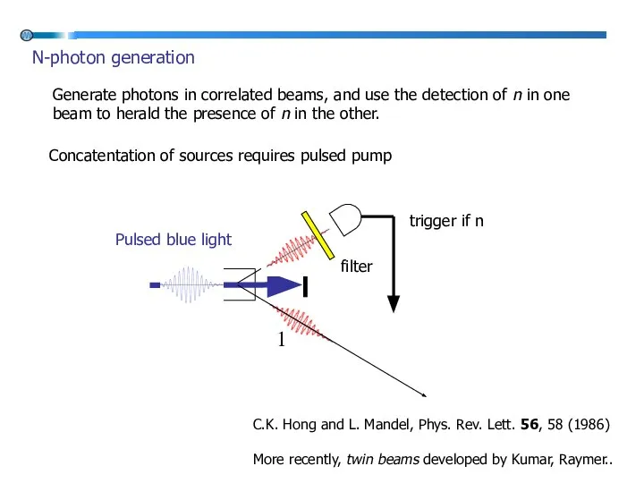 1 1 trigger if n filter Pulsed blue light Generate photons