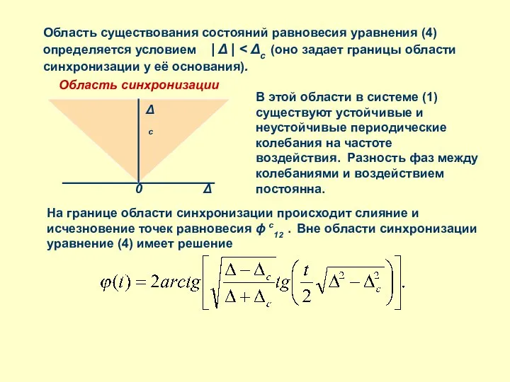 Область существования состояний равновесия уравнения (4) определяется условием | Δ |