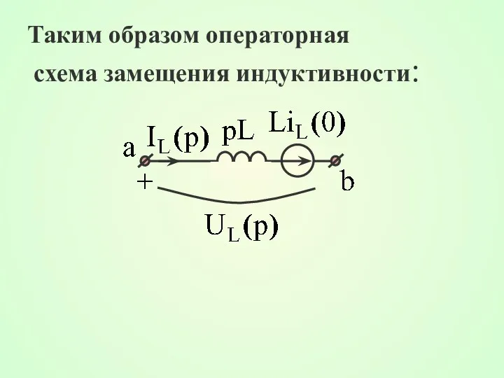 Таким образом операторная схема замещения индуктивности: