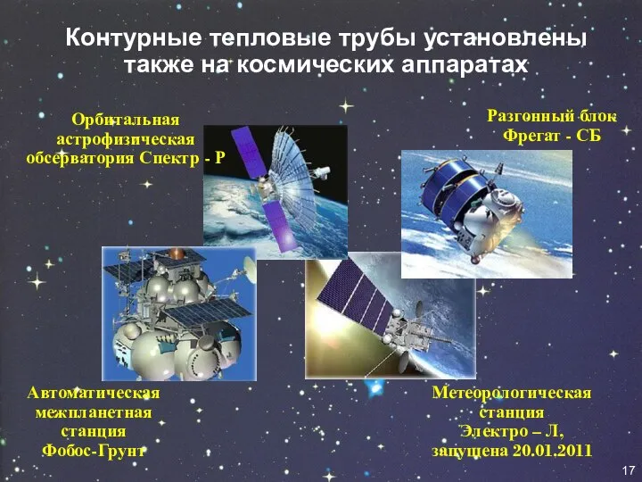 Контурные тепловые трубы установлены также на космических аппаратах 17 Метеорологическая станция