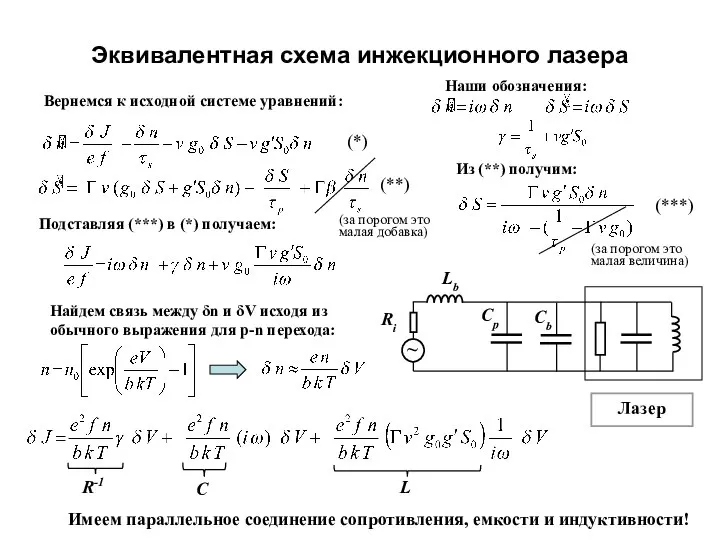 Эквивалентная схема инжекционного лазера