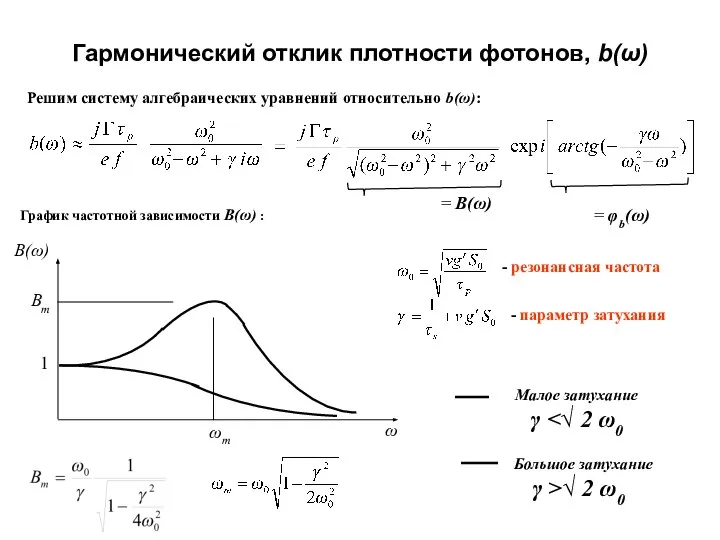 Гармонический отклик плотности фотонов, b(ω)