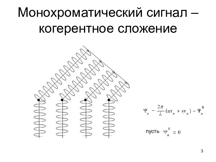 Монохроматический сигнал – когерентное сложение пусть