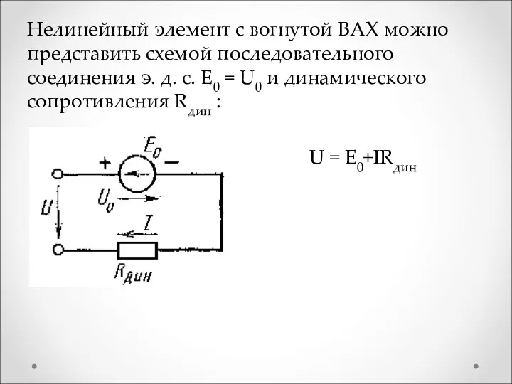 Нелинейный элемент с вогнутой ВАХ можно представить схемой последовательного соединения э.