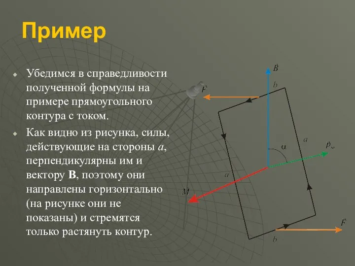 Пример Убедимся в справедливости полученной формулы на примере прямоугольного контура с