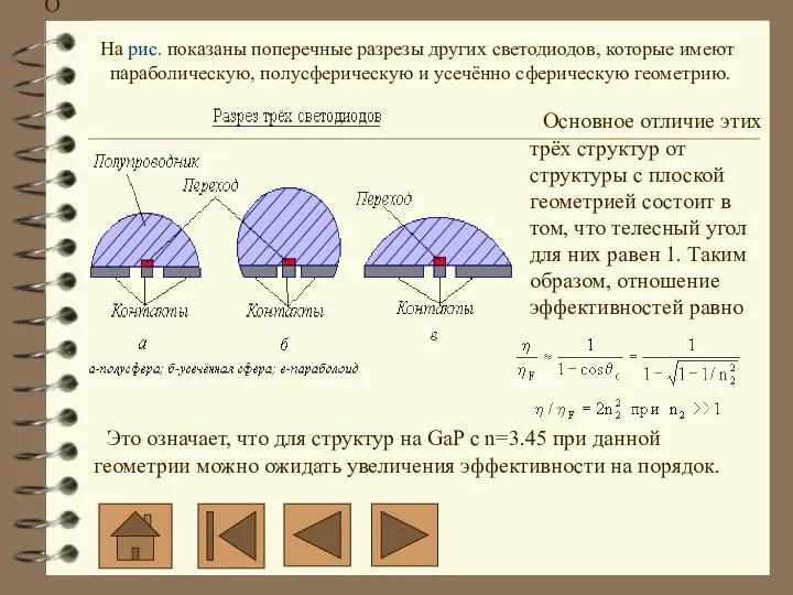 Основное отличие этих трёх структур от структуры с плоской геометрией состоит