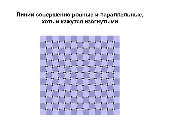 Линии совершенно ровные и параллельные, хоть и кажутся изогнутыми