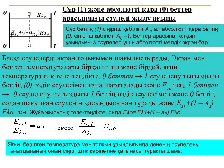 Сұр (1) және абсолютті қара (0) беттер арасындағы сәулелі жылу ағыны