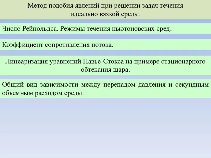 Метод подобия явлений при решении задач течения идеально вязкой среды. Число