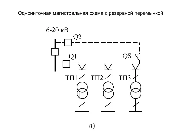 Однониточная магистральная схема с резервной перемычкой