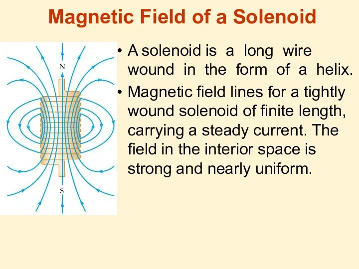 Magnetic Field of a Solenoid A solenoid is a long wire