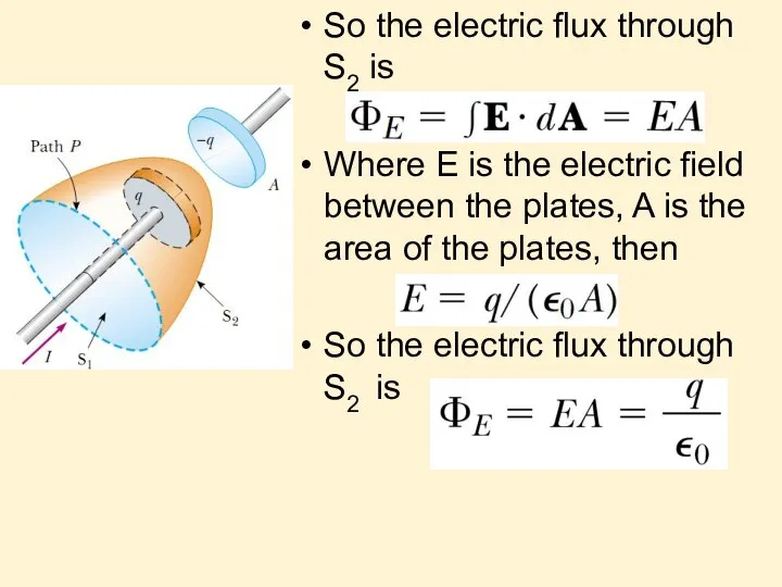 So the electric flux through S2 is Where E is the