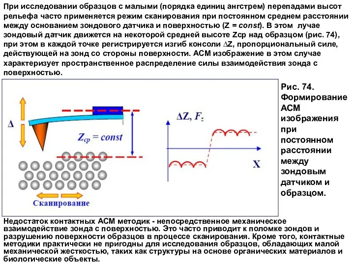 При исследовании образцов с малыми (порядка единиц ангстрем) перепадами высот рельефа