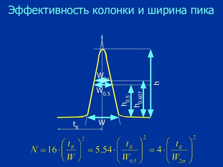 Эффективность колонки и ширина пика tR