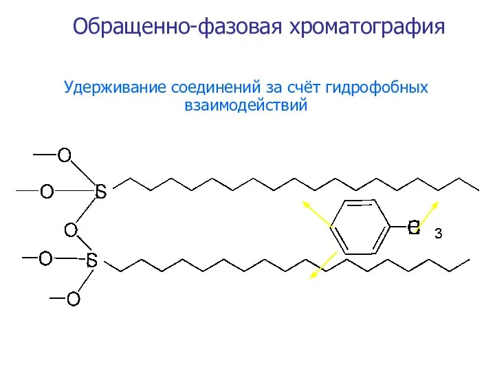 Удерживание соединений за счёт гидрофобных взаимодействий Обращенно-фазовая хроматография