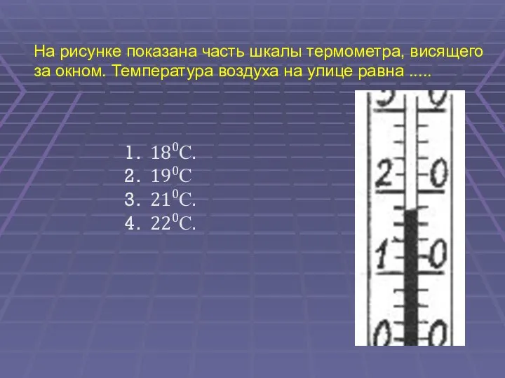 На рисунке показана часть шкалы термометра, висящего за окном. Температура воздуха