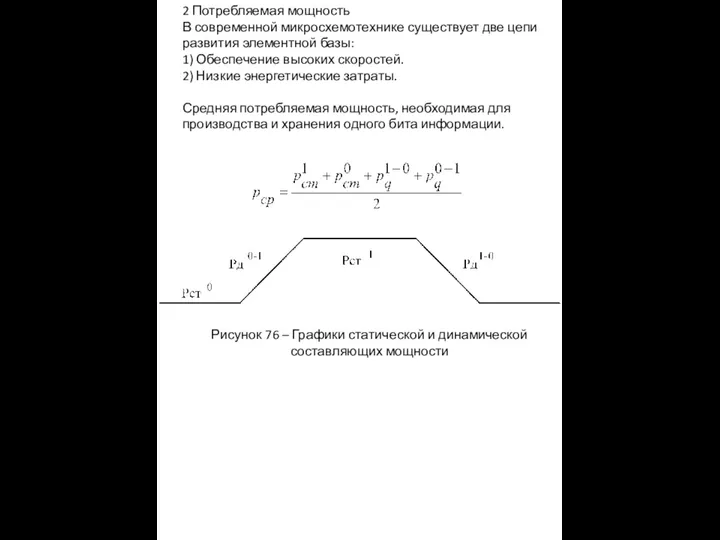 2 Потребляемая мощность В современной микросхемотехнике существует две цепи развития элементной