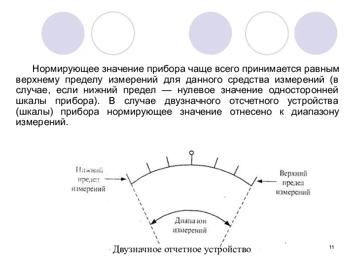 Двузначное отчетное устройство Нормирующее значение прибора чаще всего принимается равным верхнему