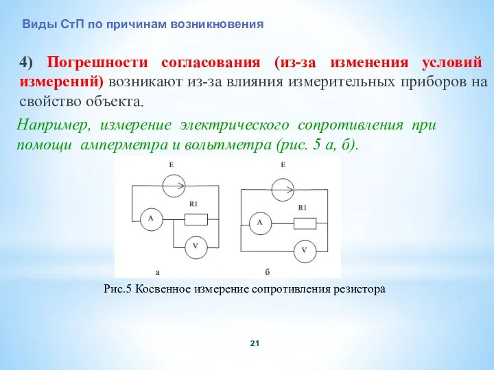 4) Погрешности согласования (из-за изменения условий измерений) возникают из-за влияния измерительных