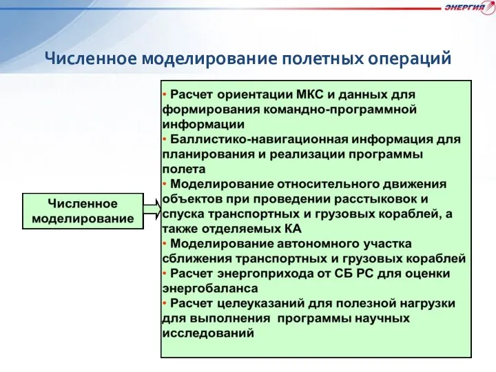 Численное моделирование полетных операций