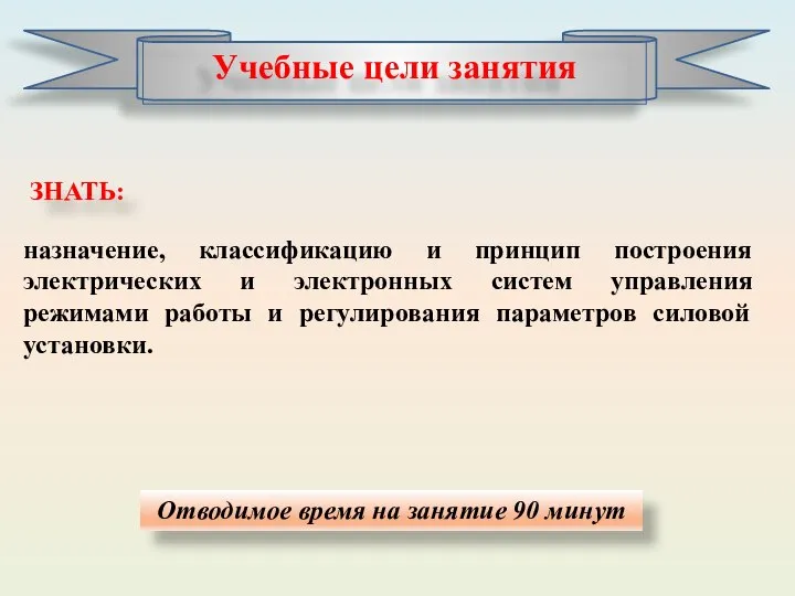 Отводимое время на занятие 90 минут ЗНАТЬ: назначение, классификацию и принцип