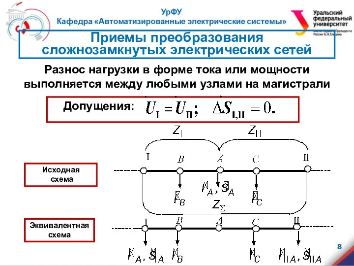 Разнос нагрузки в форме тока или мощности выполняется между любыми узлами