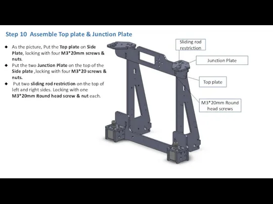 Step 10 Assemble Top plate & Junction Plate Sliding rod restriction