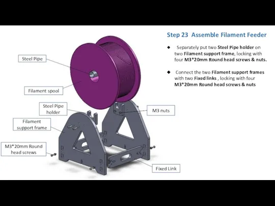 Filament spool Filament support frame Fixed Link Steel Pipe M3*20mm Round