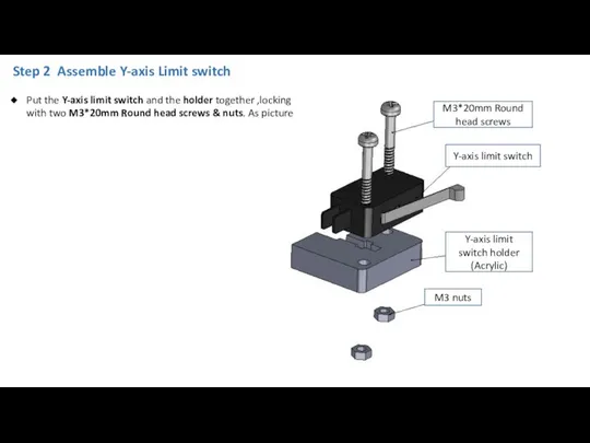 Step 2 Assemble Y-axis Limit switch Put the Y-axis limit switch