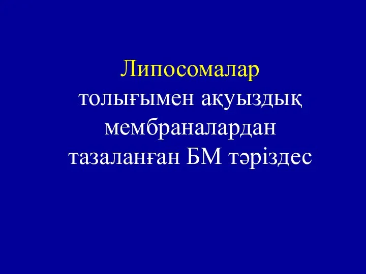 Липосомалар толығымен ақуыздық мембраналардан тазаланған БМ тәріздес