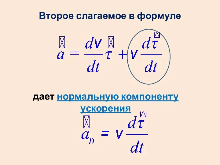 Второе слагаемое в формуле дает нормальную компоненту ускорения