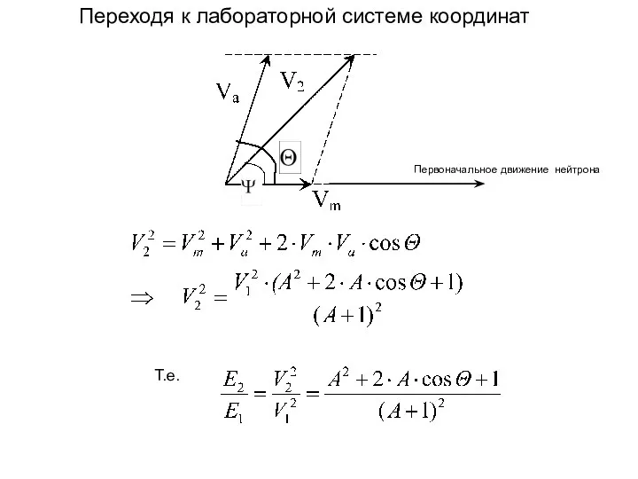 Переходя к лабораторной системе координат Т.е. Первоначальное движение нейтрона