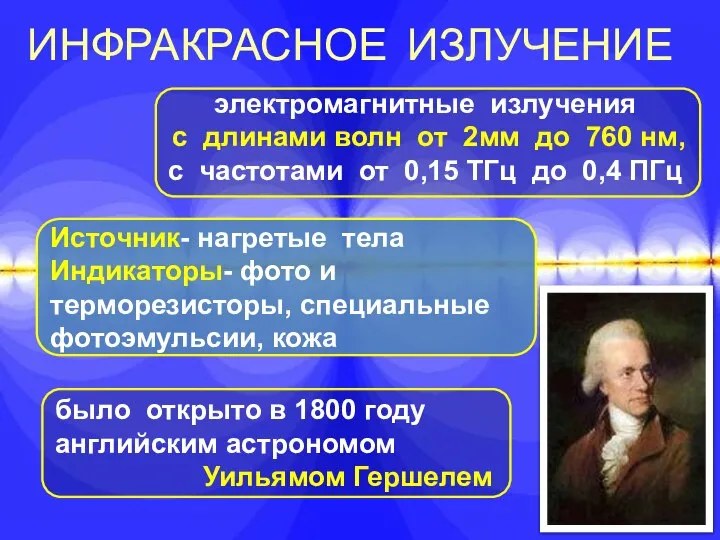 ИНФРАКРАСНОЕ ИЗЛУЧЕНИЕ было открыто в 1800 году английским астрономом Уильямом Гершелем