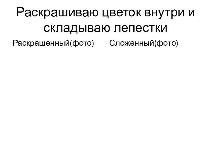 Раскрашиваю цветок внутри и складываю лепестки Раскрашенный(фото) Сложенный(фото)