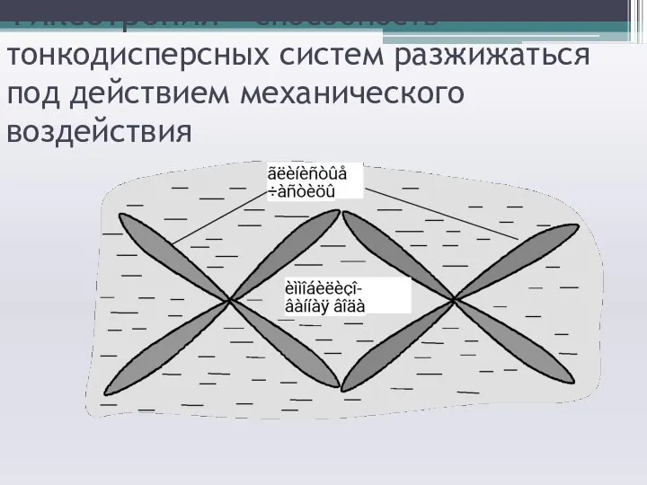 Тиксотропия – способность тонкодисперсных систем разжижаться под действием механического воздействия