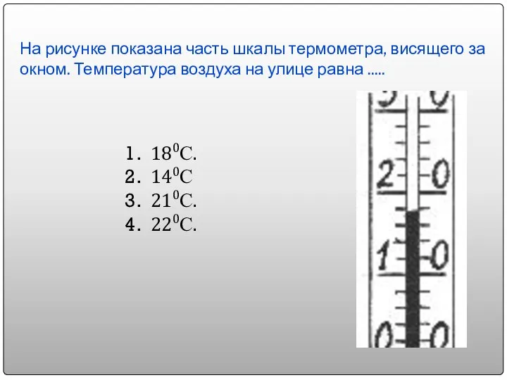 На рисунке показана часть шкалы термометра, висящего за окном. Температура воздуха