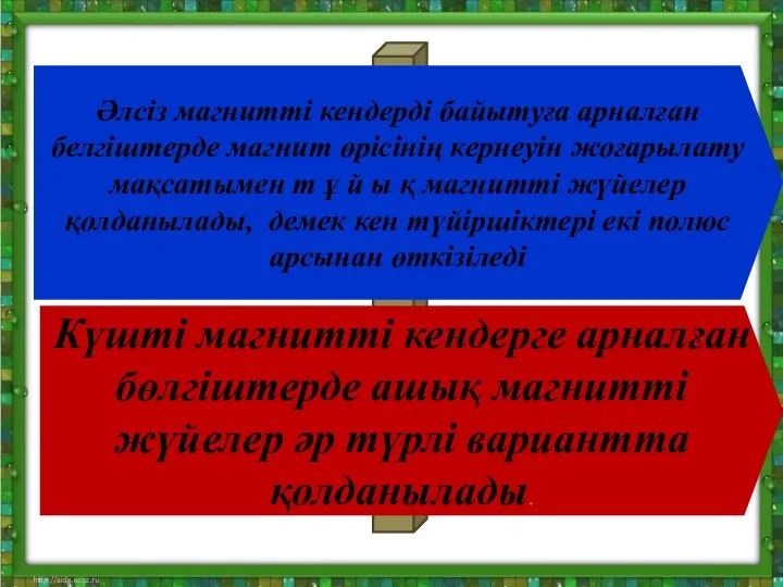 Әлсіз магнитті кендерді байытуға арналған белгіштерде магнит өрісінің кернеуін жоғарылату мақсатымен