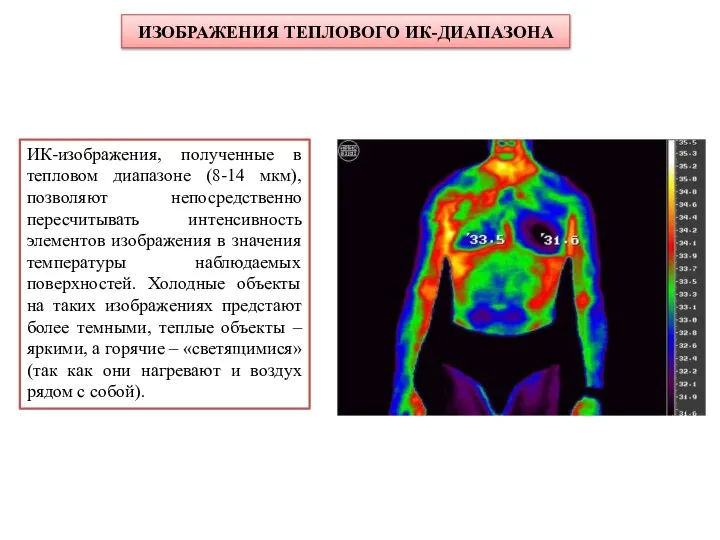 ИК-изображения, полученные в тепловом диапазоне (8-14 мкм), позволяют непосредственно пересчитывать интенсивность