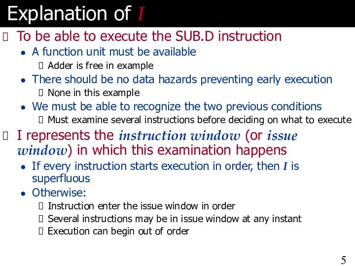 Explanation of I To be able to execute the SUB.D instruction